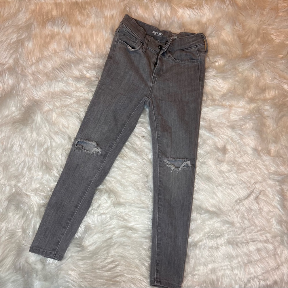 Girls size 6 Rockstar High-Rise  Old Navy Grey Distressed Jeans